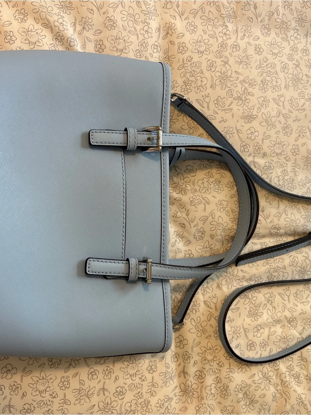 Michael Kors Light Blue Saffiano Satchel with Crossbody Strap